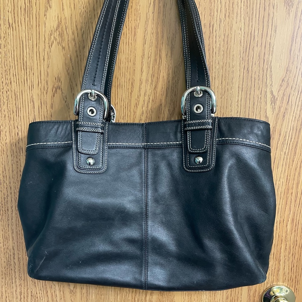 Black Leather Coach Tote Purse Shoulder bag